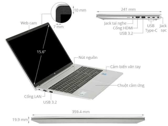 Laptop HP Probook 450 G10 - 9H1N5PT (i5 1335U, 16GB, 512GB, Full HD, Win11) - 11