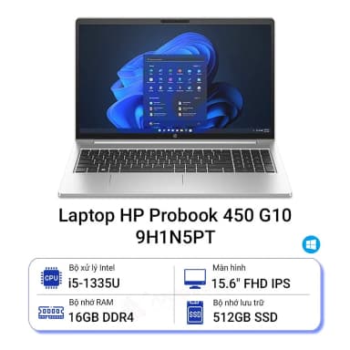 Laptop HP Probook 450 G10 - 9H1N5PT (i5 1335U, 16GB, 512GB, Full HD, Win11) - 12