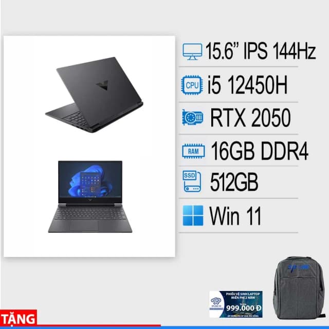 Laptop HP Gaming VICTUS 15 fa1139TX - 8Y6W3PA (i5 12450H, 16GB, 512GB, RTX 2050 4GB, Full HD 144Hz, Win11) - 19