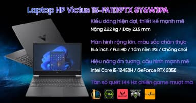 Laptop HP Gaming VICTUS 15 fa1139TX - 8Y6W3PA (i5 12450H, 16GB, 512GB, RTX 2050 4GB, Full HD 144Hz, Win11) - 10