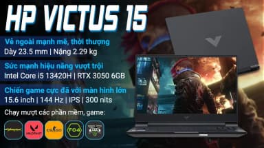 Laptop HP Gaming VICTUS 15 fa2731TX - B85LNPA (i5 13420H, 16GB, 512GB, RTX 3050 6GB, Full HD 144Hz, Win11) - 11