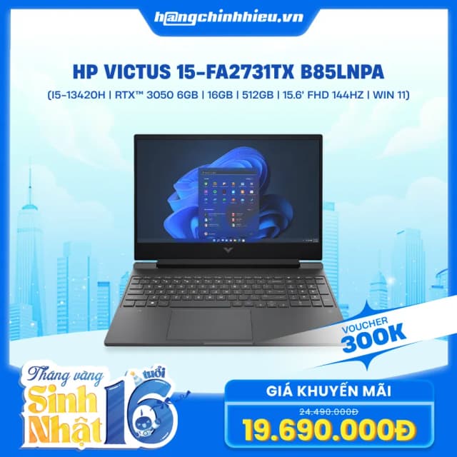 Laptop HP Gaming VICTUS 15 fa2731TX - B85LNPA (i5 13420H, 16GB, 512GB, RTX 3050 6GB, Full HD 144Hz, Win11) - 15
