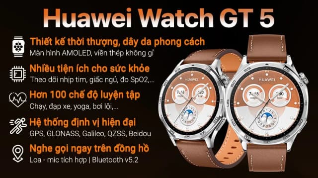 So sánh giá Huawei Watch GT 5 46mm viền thép dây da rẻ nhất? - Ảnh 6