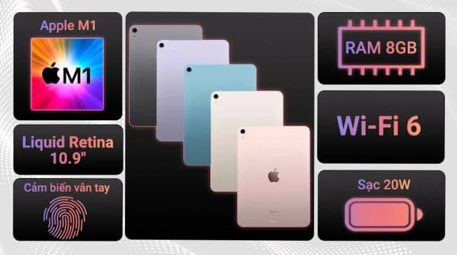 Máy tính bảng iPad Air 5 M1 WiFi Cellular 256GB - 17