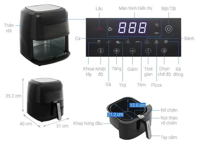 So sánh giá Nồi chiên không dầu Kangaroo 8 lít KG8AF1A rẻ nhất? - Ảnh 12