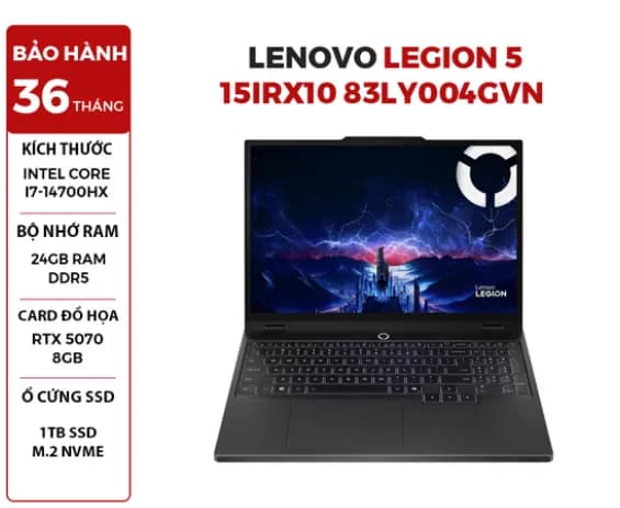 Laptop Lenovo Gaming Legion 5 15IRX10 - 83LY004GVN (i7 14700HX, 24GB, 1TB, RTX 5070 8GB, WQXGA OLED 165Hz, OfficeH24, Win11) - Giá rẻ nhất hôm nay - Ảnh 4