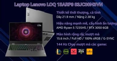 Laptop Lenovo Gaming LOQ 15ARP9 - 83JC00M3VN (R5 7235HS,16GB, 1TB, RTX 3050 6GB, Full HD 144Hz, Win11) - 14