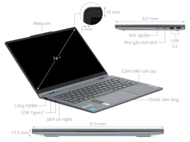 Laptop Lenovo IdeaPad 5 2in1 14IRH9 - 83KX003WVN (i5 13420H, 16GB, 512GB, WUXGA OLED, Cảm ứng, Win11) - 3