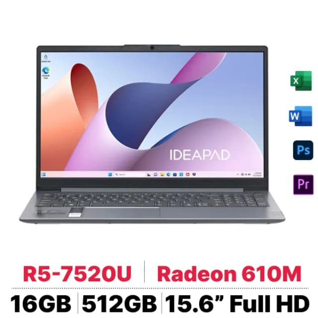 Laptop Lenovo Ideapad Slim 3 15AMN8 - 82XQ00J0VN (R5 7520U, 16GB, 512GB, Full HD, Win11) - 12