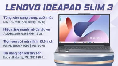 Laptop Lenovo Ideapad Slim 3 15AMN8 - 82XQ00J0VN (R5 7520U, 16GB, 512GB, Full HD, Win11) - 5