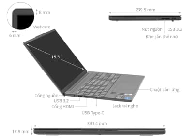 Laptop Lenovo IdeaPad Slim 3 15IRH10 - 83K1000HVN (i5 13420H, 16GB, 512GB, WUXGA, Win11) - 7