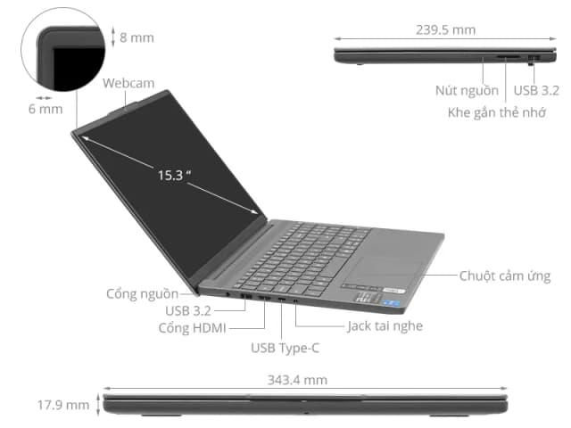 Laptop Lenovo IdeaPad Slim 3 15IRH10 - 83K1000HVN (i5 13420H, 16GB, 512GB, WUXGA, Win11) - 7