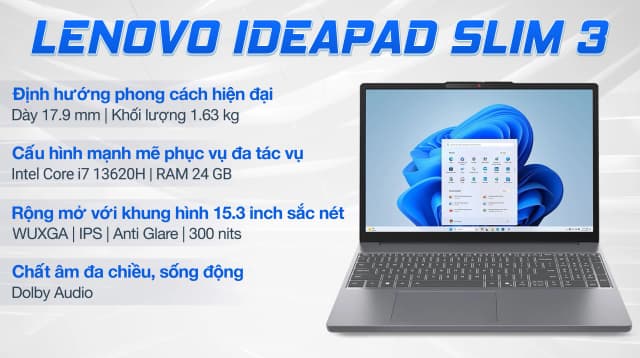 Laptop Lenovo IdeaPad Slim 3 15IRH10 - 83K1000FVN (i7 13620H, 24GB, 512GB, WUXGA, Win11) - 4