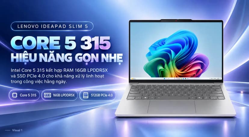Laptop Lenovo IdeaPad Slim 5 13IWC11 - 83UE000UVN (Core 5 315, 16GB, 512GB, WQXGA 120Hz, Win11) - Giá rẻ nhất hôm nay - Ảnh 3