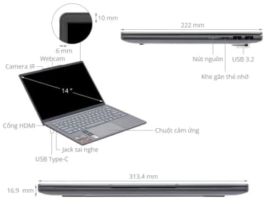Laptop Lenovo IdeaPad Slim 5 OLED 14AKP10 - 83HX0066VN (R7 AI 350, 32GB, 512GB, WUXGA OLED, Win11) - 4