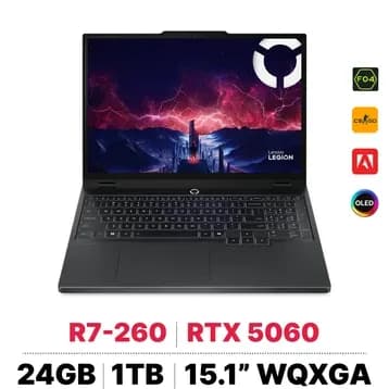 Laptop Lenovo Gaming Legion 5 15IRX10 - 83LY00A6VN (i7 14700HX, 24GB, 512GB, RTX 5050 8GB, WQXGA OLED 165Hz, OfficeH24, Win11) - 14