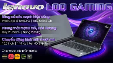 Laptop Lenovo Gaming LOQ 15IAX9 - 83GS00D9VN (i5 12450HX, 24GB, 512GB, RTX 3050 6GB, Full HD 144Hz, Win11) - 3