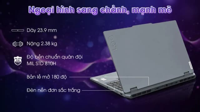 Laptop Lenovo Gaming LOQ 15IAX9 - 83GS00D9VN (i5 12450HX, 24GB, 512GB, RTX 3050 6GB, Full HD 144Hz, Win11) - 6