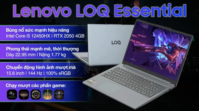 Laptop Lenovo Gaming LOQ 15IAX9E - 83LK000BVN (i5 12450HX, 16GB, 512GB, RTX 2050 4GB, Full HD 144Hz, Win11) - 4