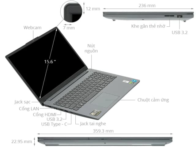 Laptop Lenovo Gaming LOQ 15IAX9E - 83LK000BVN (i5 12450HX, 16GB, 512GB, RTX 2050 4GB, Full HD 144Hz, Win11) - 8