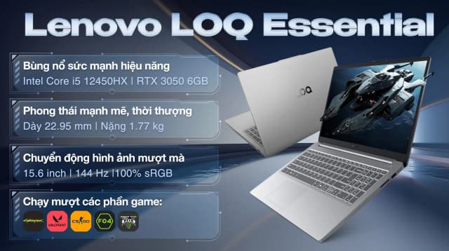 Laptop Lenovo Gaming LOQ 15IAX9E - 83LK0079VN (i5 12450HX, 16GB, 512GB, RTX 3050 6GB, Full HD 144Hz, Win11) - 2