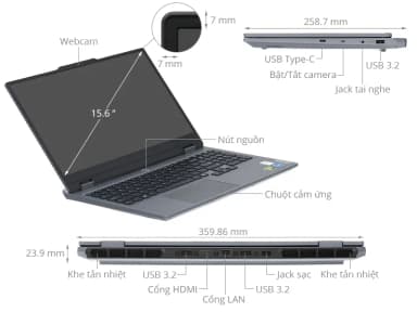 Laptop Lenovo Gaming LOQ 15IRX9 - 83DV00PSVN (i5 13450HX, 24GB, 512GB, RTX 3050 6GB, Full HD 144Hz, Win11) - 20