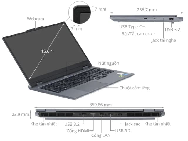 Laptop Lenovo Gaming LOQ 15IRX9 - 83DV00PSVN (i5 13450HX, 24GB, 512GB, RTX 3050 6GB, Full HD 144Hz, Win11) - 20