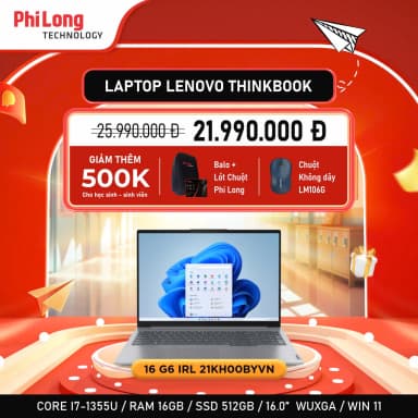 Laptop Lenovo ThinkBook 16 G8 IRL - 21SH0097VN (Core 5 210H, 16GB, 512GB, WUXGA, Win11) - 15