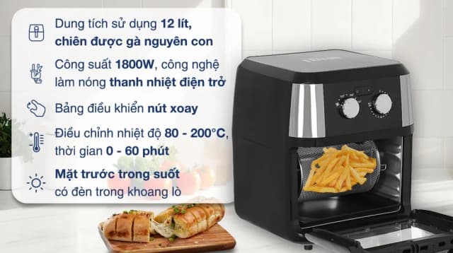 Lò chiên không dầu Ferroli 12 lít FAF-12M - Ảnh 3
