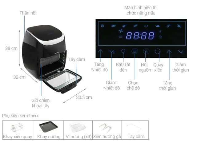 So sánh giá Lò chiên không dầu Hafele 11 lít HS-AF1102B (535.43.715) rẻ nhất? - Ảnh 9