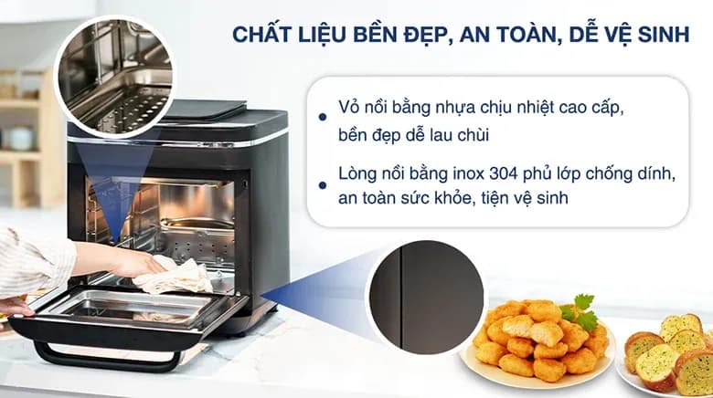 So sánh giá Lò chiên không dầu kết hợp hấp Kalite 15 lít STEAM X - Tìm sản phẩm giá rẻ nhất - Ảnh 9
