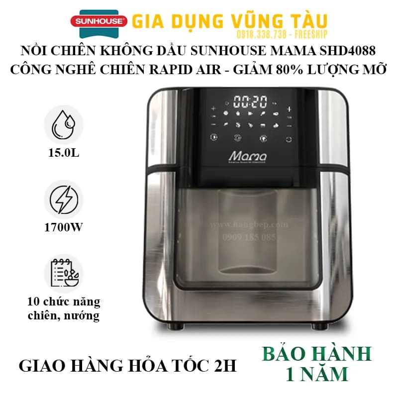 Lò chiên không dầu Sunhouse Mama SHD4088 15 lít - Giá rẻ nhất hôm nay - Ảnh 20