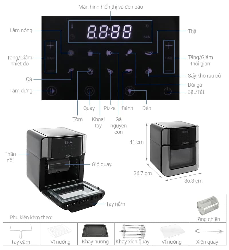 Lò chiên không dầu Sunhouse Mama SHD4088 15 lít - Giá rẻ nhất hôm nay - Ảnh 9