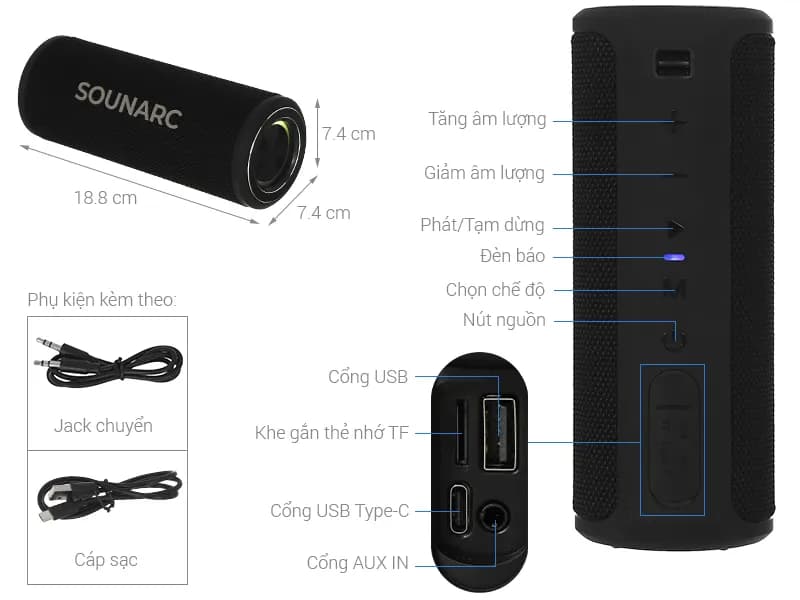 Loa Bluetooth Sounarc P4 Portable Speaker - Giá rẻ nhất hôm nay - Ảnh 10