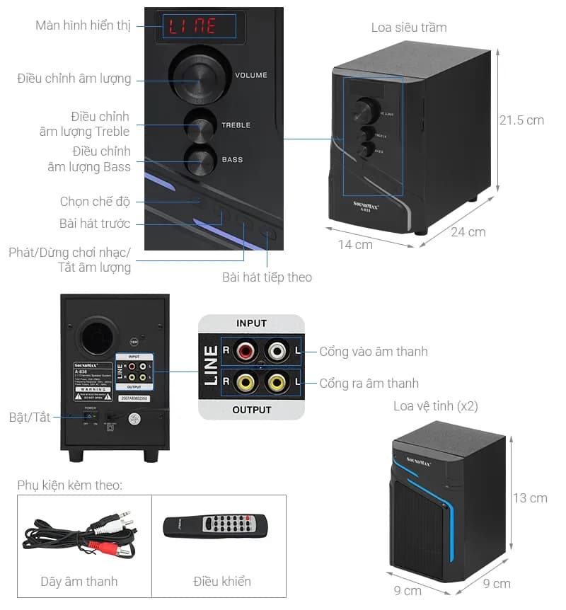 Loa vi tính Bluetooth SoundMax A838/2.1 - Giá rẻ nhất hôm nay - Ảnh 6