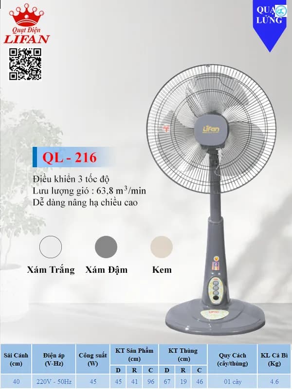 So sánh giá Quạt lửng Lifan 3 cánh QL-216 45W rẻ nhất? - Ảnh 10