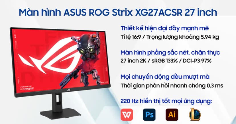 Màn hình Gaming Asus ROG Strix XG27ACSR (27 inh 2K, IPS, 220Hz, 0.3ms) - Giá rẻ nhất hôm nay - Ảnh 3
