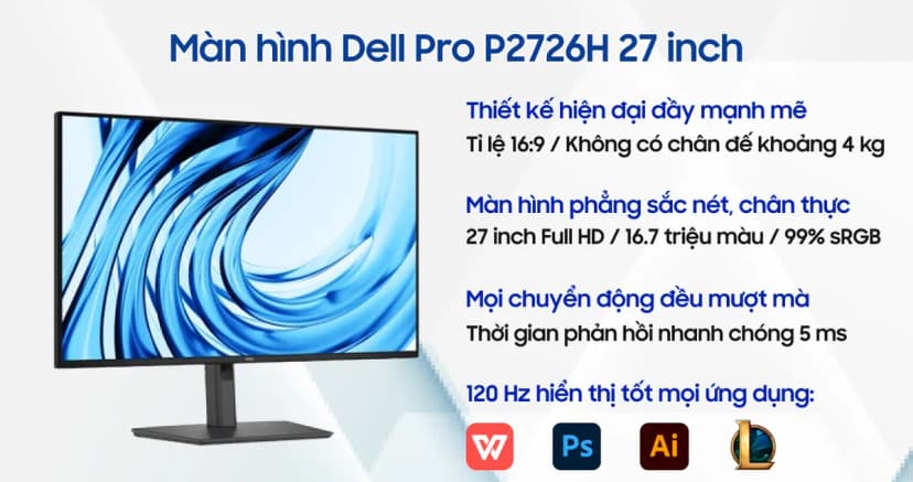 So sánh giá Màn hình Dell Pro P2726H (27 inch Full HD, IPS, 120Hz, 5ms) - Tìm sản phẩm giá rẻ nhất - Ảnh 3