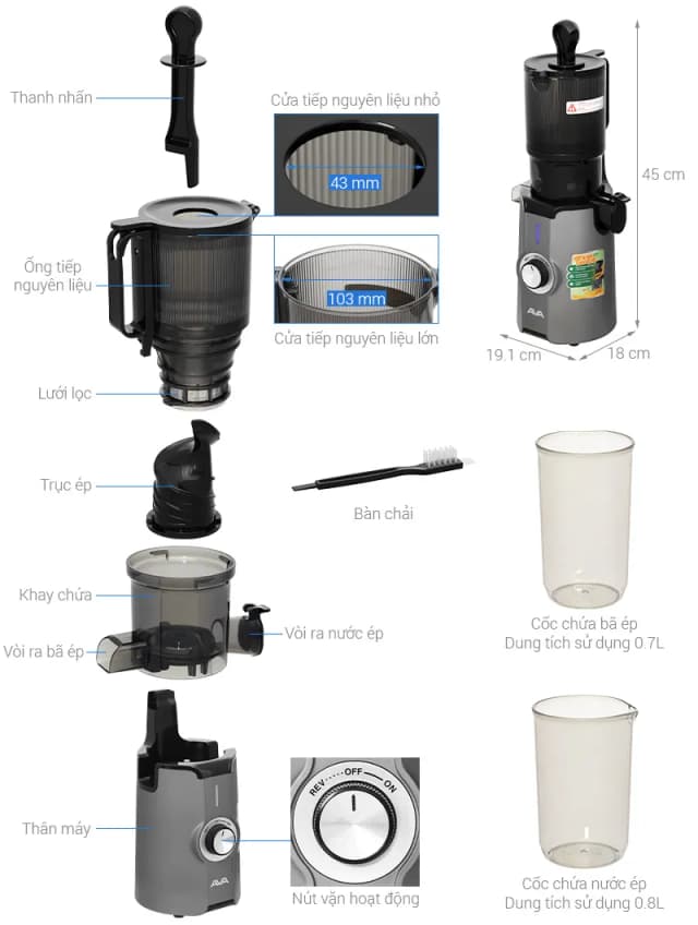 So sánh giá Máy ép chậm AVA SJ-051C rẻ nhất? - Ảnh 2