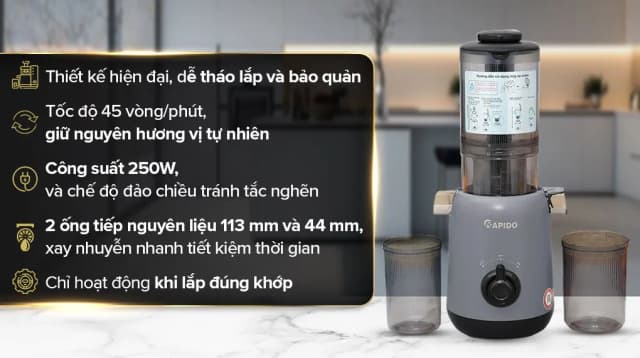 So sánh giá Máy ép chậm Rapido RSJ-250GM rẻ nhất? - Ảnh 4