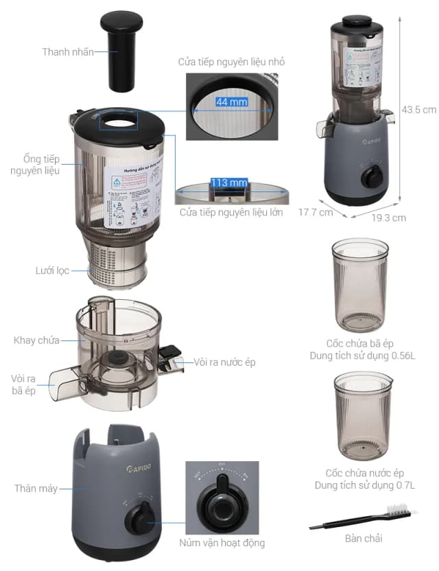 So sánh giá Máy ép chậm Rapido RSJ-250GM rẻ nhất? - Ảnh 5