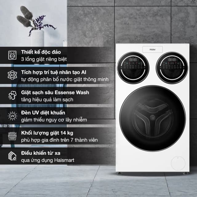 So sánh giá Máy giặt Haier 3 lồng MultiWash Inverter 14 kg (12 kg + 2x1 kg) HW140-BD14697WU1 rẻ nhất? - Ảnh 6
