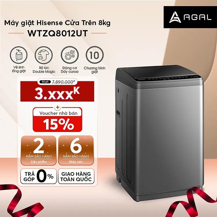 Máy giặt Hisense 8 kg WTZQ8012UT - Giá rẻ nhất hôm nay - Ảnh 20