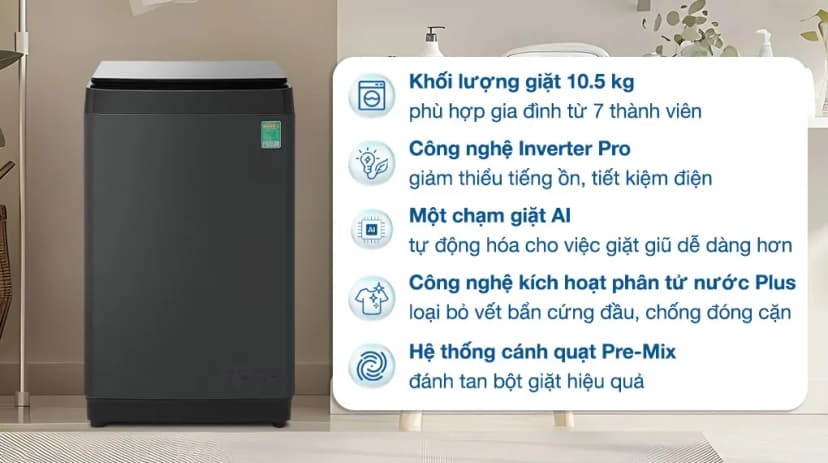 Máy giặt Hisense Inverter 10.5 kg WT105F50 - Giá rẻ nhất hôm nay - Ảnh 12