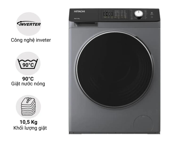 Máy giặt Hitachi Inverter 10.5 kg BD-1054HVOS - Giá rẻ nhất hôm nay - Ảnh 7