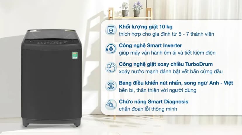 Máy giặt LG TurboDrum Inverter 10 kg T2310VS2B - Giá rẻ nhất hôm nay - Ảnh 2