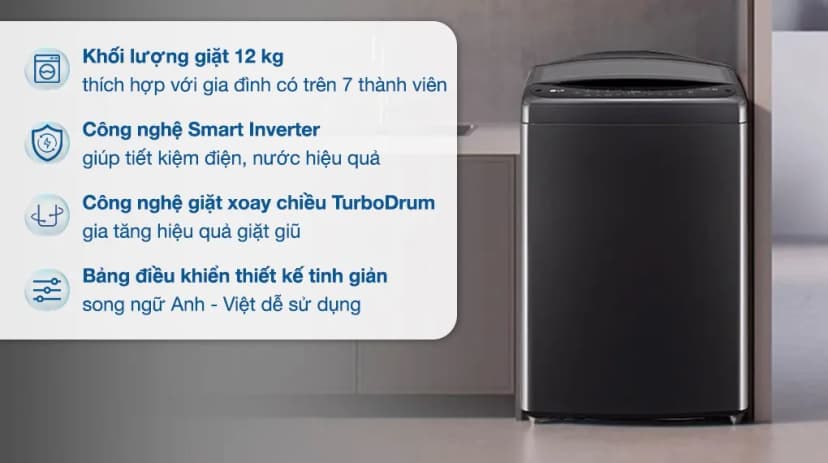 Máy giặt LG TurboDrum Inverter 12 kg T2512VBTB - Giá rẻ nhất hôm nay - Ảnh 2