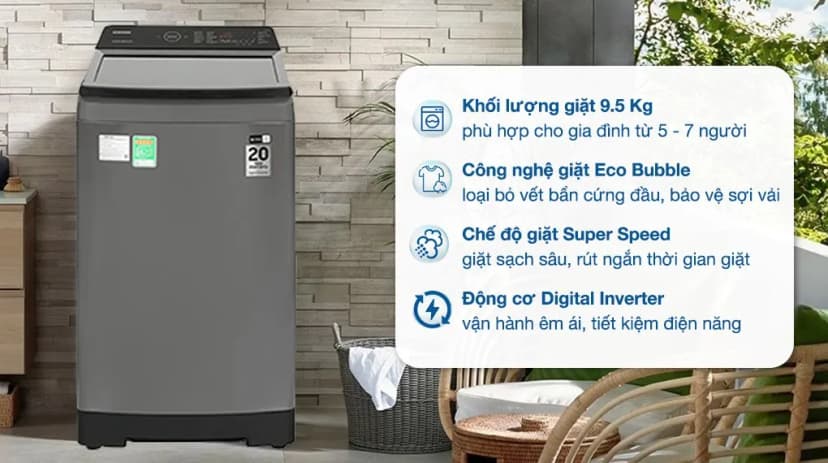 Máy giặt Samsung Inverter 9.5 kg WA95CG4545BDSV - Giá rẻ nhất hôm nay - Ảnh 4