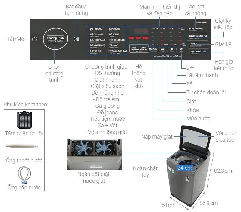 Máy giặt Samsung Inverter 9.5 kg WA95CG4545BDSV - Giá rẻ nhất hôm nay - Ảnh 7