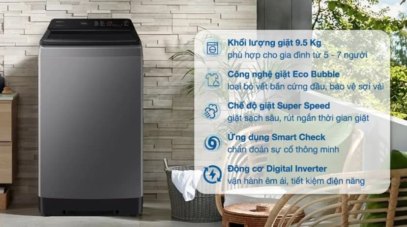 Máy giặt Samsung Inverter 9.5 kg WA95CG4545BDSV - Giá rẻ nhất hôm nay - Ảnh 10